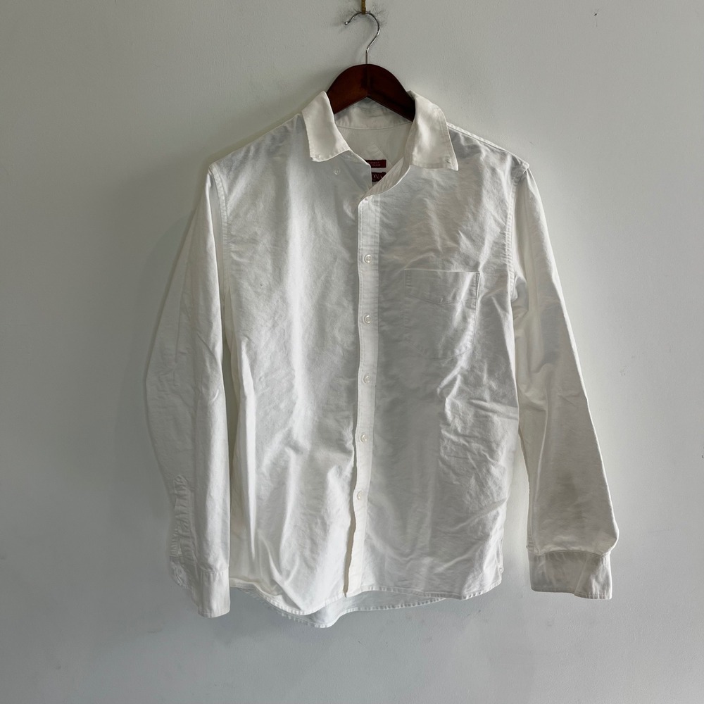 Merona Mens White Tailored Fit Long Sleeve Oxford Button Down Shirt Medium